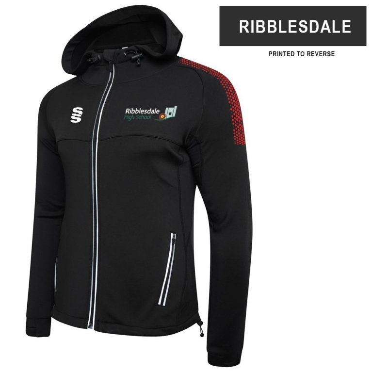 Ribbesdale High School Staff - Dual Full Zip Hoody - Black/Red