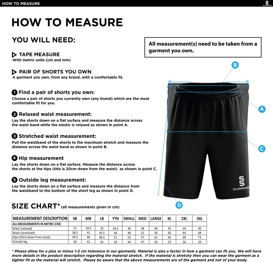 RIBBLESDALE HIGH SCHOOL STAFF RIPSTOP SHORT BLACK - Size Guide