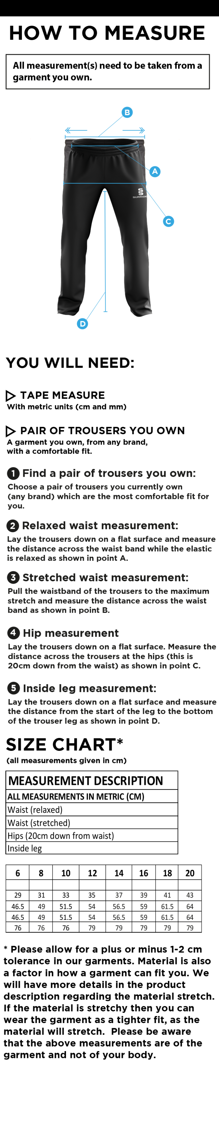 Ribbesdale High School Staff - Poplin Track Pant - Women's Fit - Size Guide