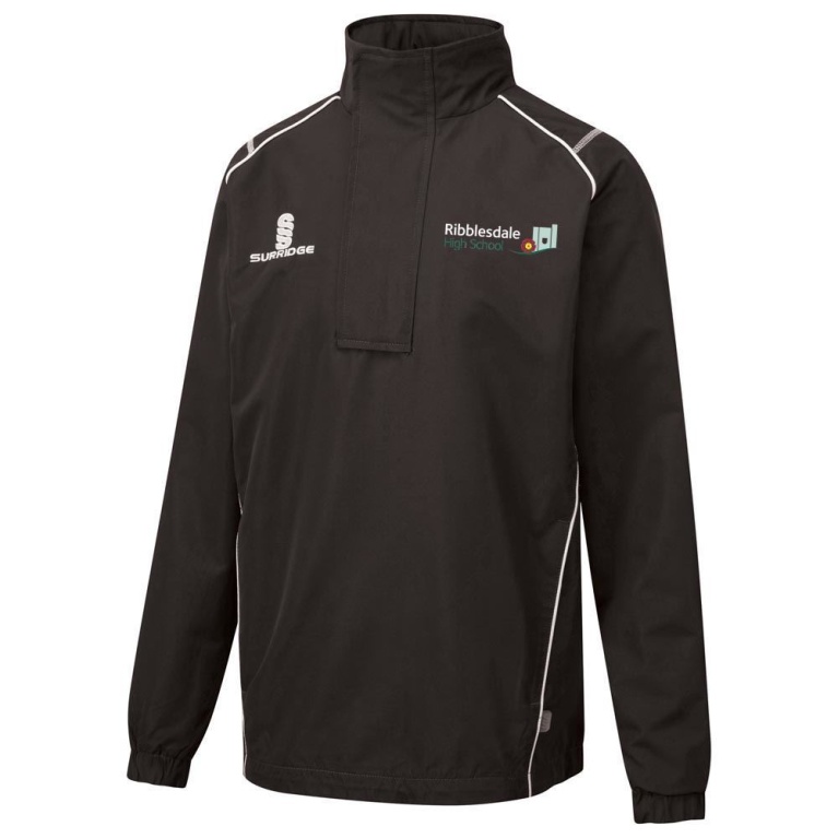 RIBBLESDALE HIGH SCHOOL STAFF 1/4 ZIP RAIN JACKET BLACK