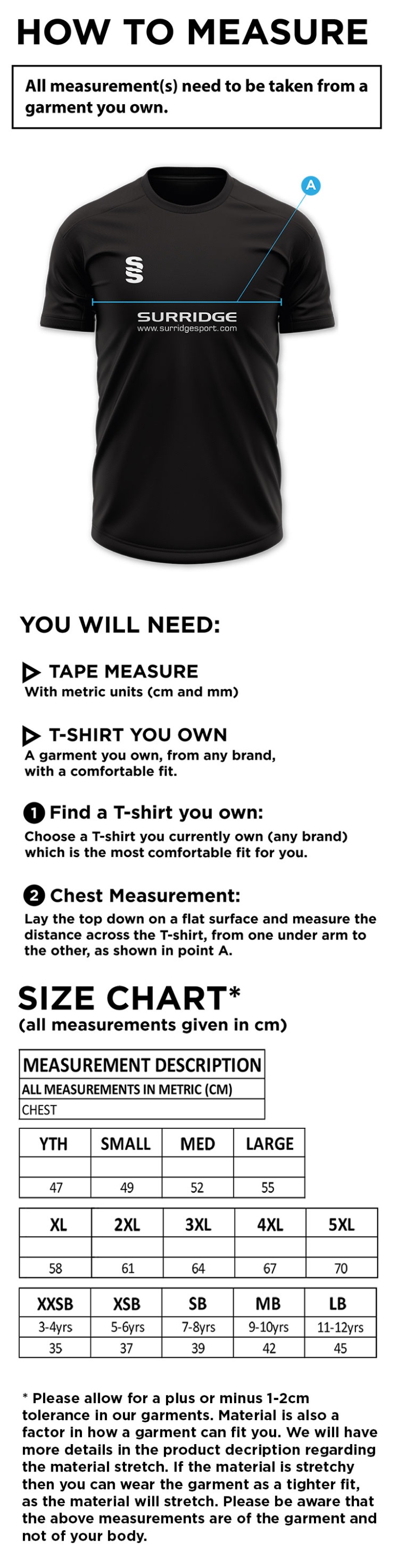Ribbesdale High School Staff - Dual Gym T-shirt : Black Melange - Size Guide