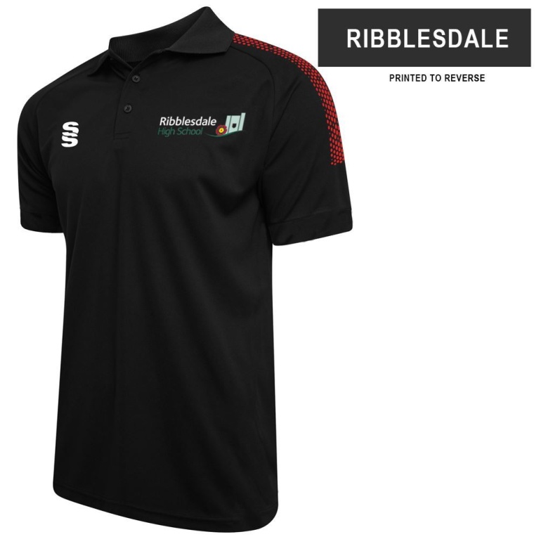 Ribbesdale High School Staff - Dual Solid Colour Polo - Black/Red